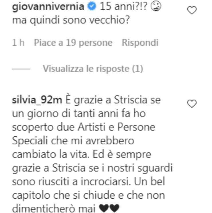 Commento post su Instagram (Screenshot)