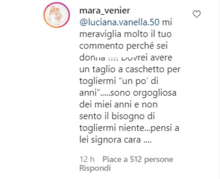 Mara Venier commento