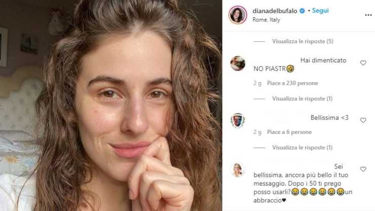 Diana Del Bufalo senza trucco