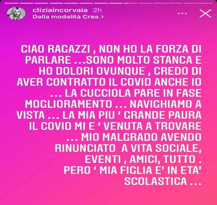 Clizia Incorvaia-post Instagram-Altranotizia
