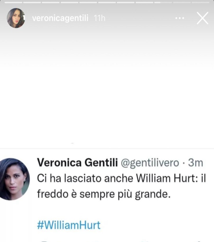 Veronica Gentili-addio-a-william-hurt-post-Altranotizia